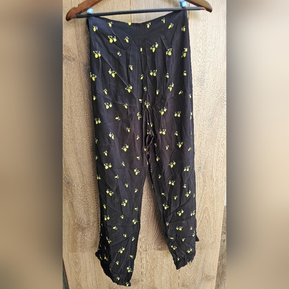 Free People Margot Black Pants with Lemon Print - Picture 4 of 4